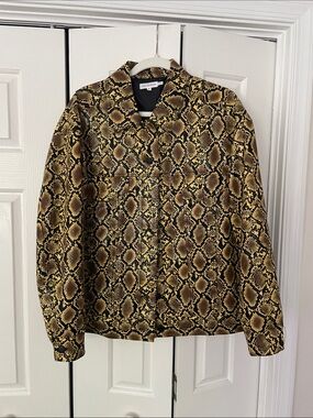 Good American Brown Snake Print Leather Jacket